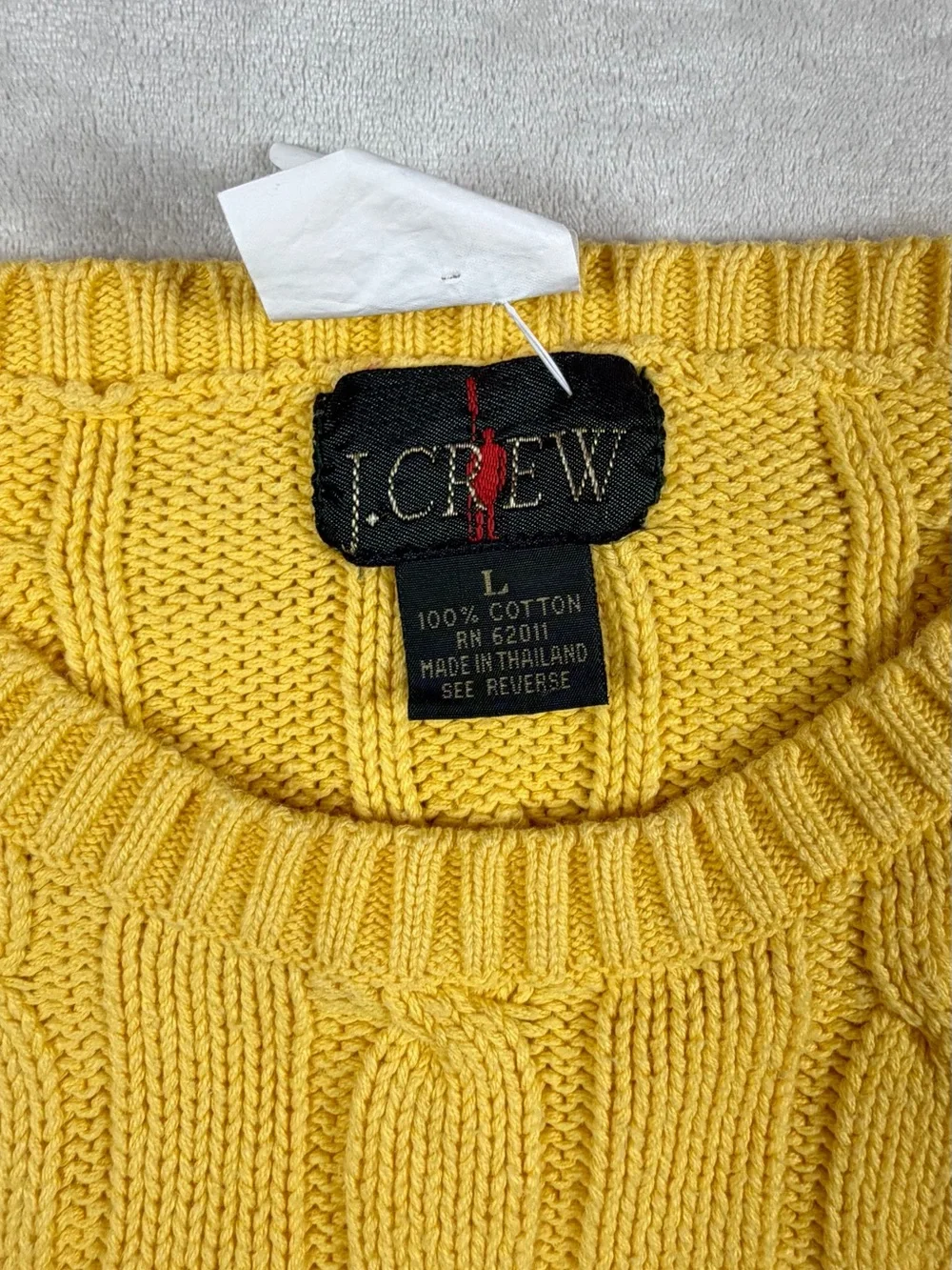J. Crew Oarsman Vintage Men's Large Cable Knit Crewneck Sweater in Yellow